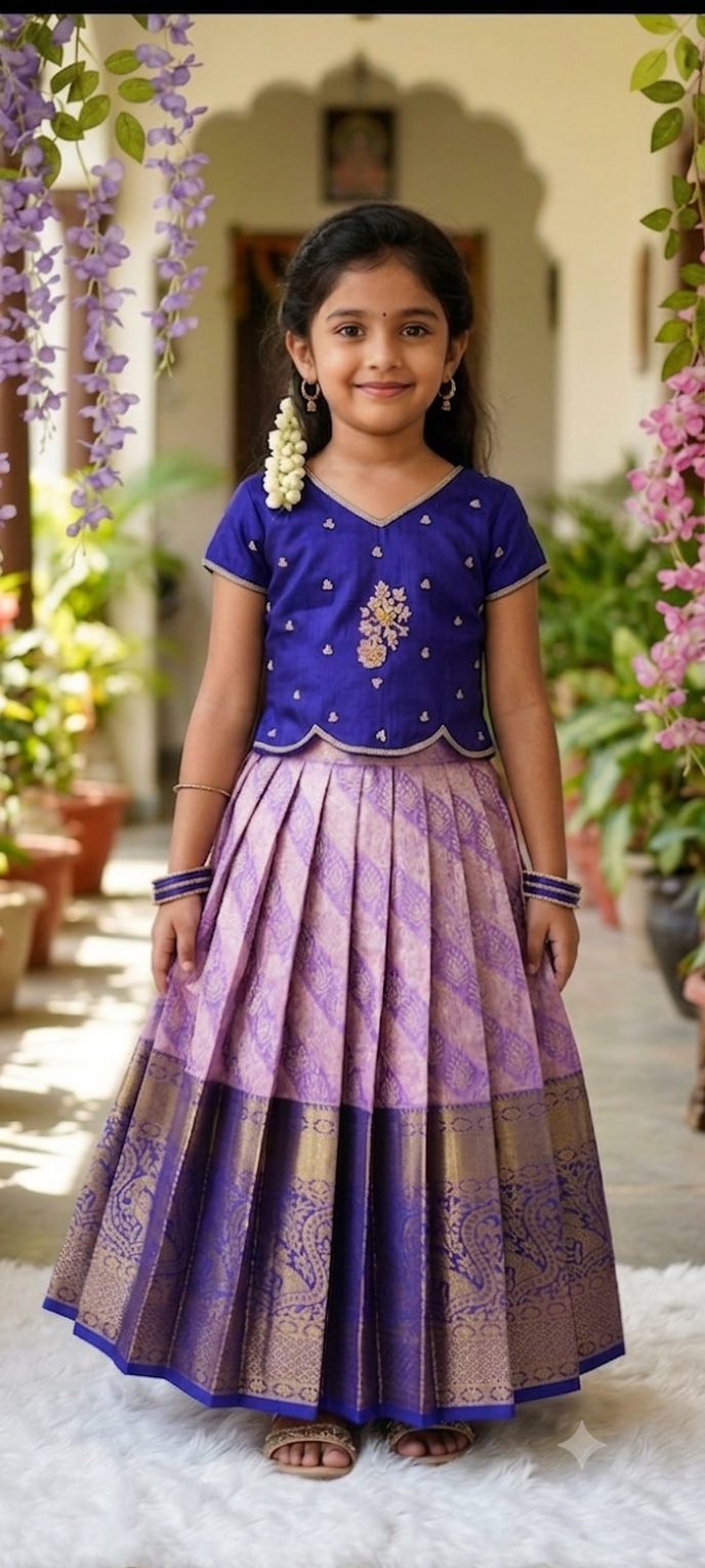 Scalloped V-Neck Silk Lehenga Silhouette maggam work top prices 2000