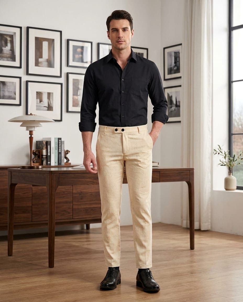 Tailored Slim-Fit Linen Trousers 