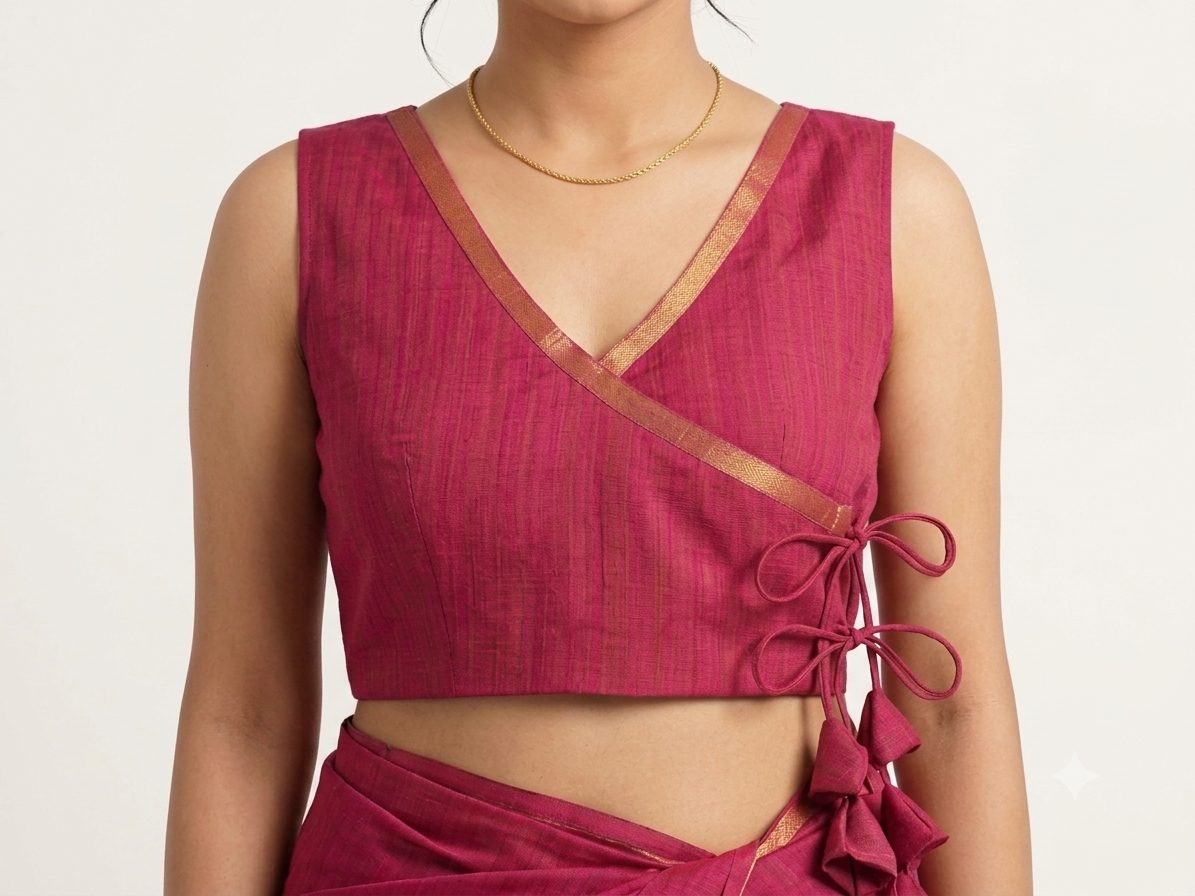 Angrakha Style V-Neck Sleeveless Blouse Pattern