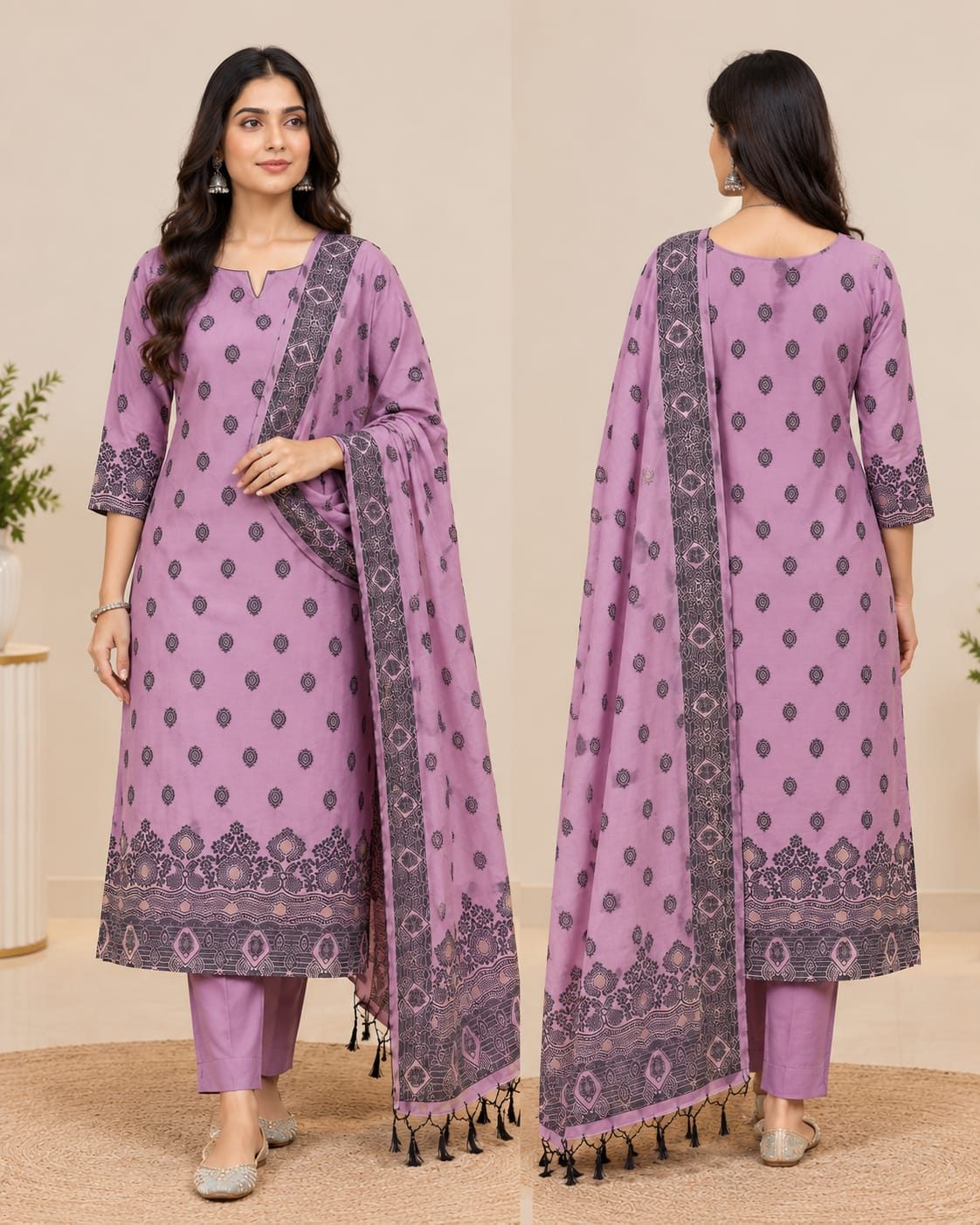 Lavender  Straight Churidar Suit 