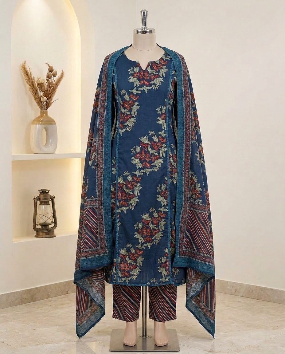 Floral  Churidar Suit Silhouette