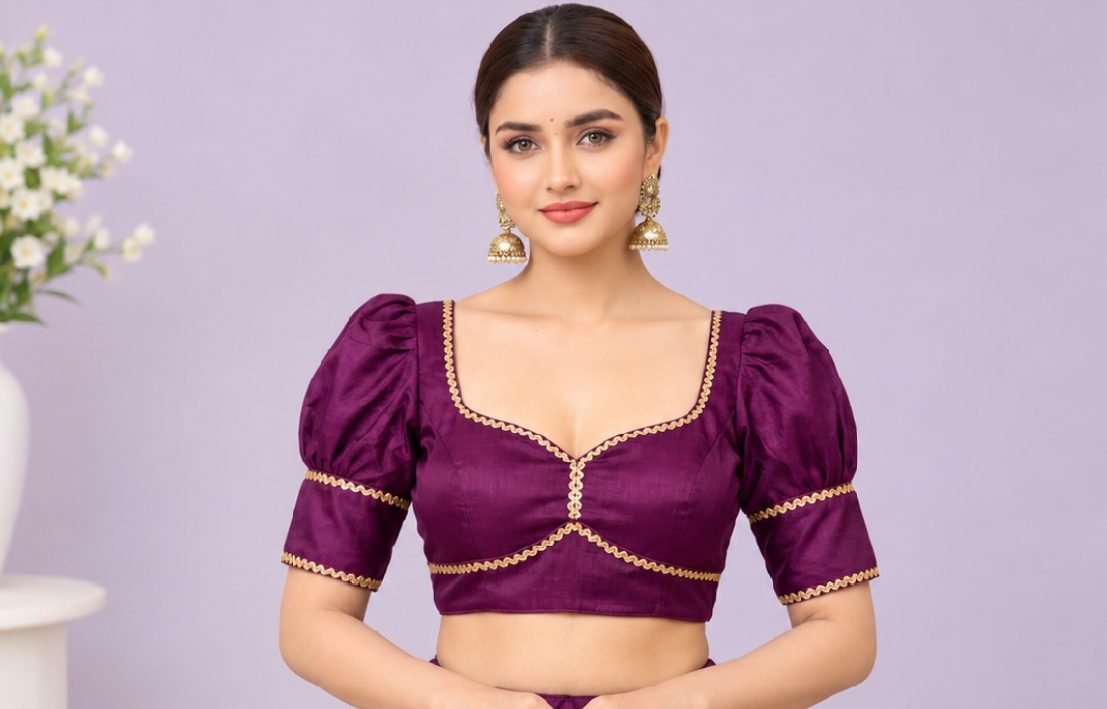 Sweetheart Neck Puff Sleeve Blouse 